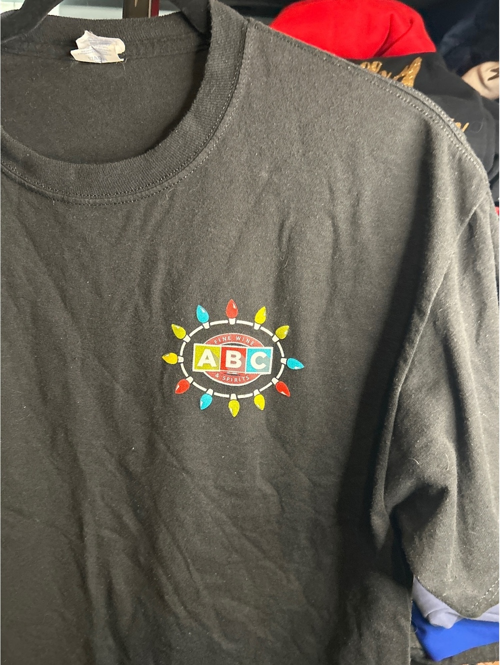 Port & Company Black Cotton Blend T-Shirt with ABC Logo and Bottoms Up Graphic